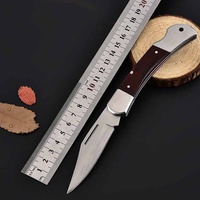 Online Hot Sale Hoge Hardheid Roestvrij Staal Houten Draagbare DIY Multifunctionele Fruitmes Mini Camping Vouwmes Zelfverdediging