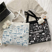 Nouvel Arrivage Sac Fourre-Tout en Toile Durable avec Fermeture Éclair, Motif Graffiti Cartoon Ours Mignon, Idéal pour les Trajets Quotidiens et l'École