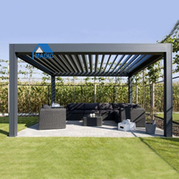 Pergola bioclimatique motorisée intelligente en aluminium, résistante à la pluie, pour espaces extérieurs, avec toit à lames orientables