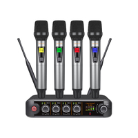 Système de microphone sans fil UHF à 4 canaux CHXYKOM IU-4018 True Diversity avec connecteur XLR 6,35 mm en métal et plastique, directivité cardioïenne