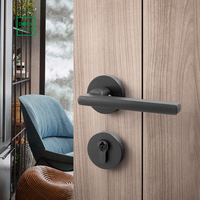 Doorplus Factory Supply Custom Luxury Bedroom Hotel Lever Poignées de porte internes noires pour portes en bois