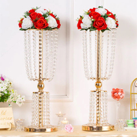 Centres de table minimalistes pour mariage, grands vases à fleurs en cristal, support de fleurs en métal doré argenté pour décorations de fête