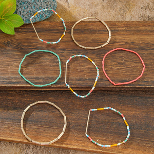 <b>Beaded</b> <b>Bracelets</b> Acrylic Resin Bohemian Style Women's Fashion Jewelry Multi Layer Colorful Stackable <b>Bracelet</b> Set - Product Image 4