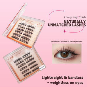 Yiernuo Cils synthétiques naturels pour extensions de cils en grappe DIY Volume Russe Bande transparente Cils pré-collés à presser - Product Image 3