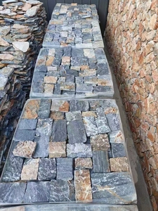 Carreaux d'ardoise en pierre de château rouillée et grise naturelle Revêtement mural aléatoire et rugueux pour sol et mur extérieurs - Product Image 6