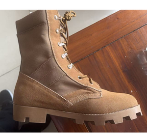 Bottes de chasse en cuir de vachette Panama Coyote Brown personnalisées HPB910, chaussures noires lisses avec fermeture éclair latérale et trous de ventilation - Product Image 1