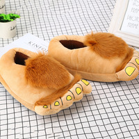 Pantoufles en peluche à la mode, excentriques et rétro pour homme sauvage, pantoufles en coton moelleux chaud d'intérieur de maison de grands pieds de Hobbit