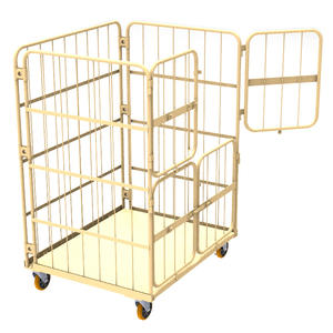 Le fabricant de chariots de logistique Suzhou fournit des chariots en acier à grille à quatre portes Vente en gros Chariots à main à <span class=keywords><strong>cage</strong></span> en métal avec stock - Product Image 1