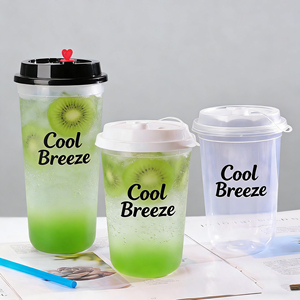 Gobelets à milkshake et smoothie en plastique transparent avec couvercles, fabriqués en Chine - Product Image 4