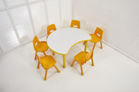 Ensemble table et chaise d'étude réglables en hauteur en plastique pour la maternelle, design incurvé, épaissi, sûr et écologique