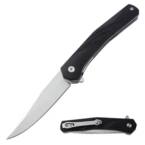 उच्च कठोरता काले रंग G10 संभाल चाकू तेज ब्लेड आउटडोर डेरा डाले हुए तह चाकू d2 स्टील के साथ जीवन रक्षा पॉकेट चाकू क्लिप
