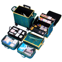 Vente flash : Grand ensemble de valises à roulettes 2 en 1, durable, avec poignée souple, pour le maquillage, valise de rangement professionnelle pour la beauté