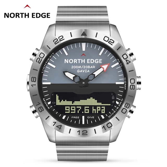 NORTH EDGE Mens Professional Diving Computer Watch Scuba Diving NDL (No Deco Time) 100M Dive Watches Altimeter Barometer
