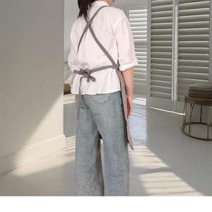 Ins style <span class=keywords><strong>japonais</strong></span> simple <span class=keywords><strong>lin</strong></span> coton <span class=keywords><strong>lin</strong></span> double couche <span class=keywords><strong>tablier</strong></span> artistique jardinage poterie cuisson vêtements de travail pour hommes et femmes - Product Image 5