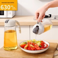 Distributeur d'huile en verre pour cuisine, ouverture/fermeture automatique, pot à huile domestique, bouteille grande capacité anti-taches pour sauce soja et vinaigre