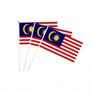 Manufacturer Sublimation Digital Printing Polyester Malaysia Malaysian Custom Hand Held Waving <b>Flag</b> for Decoration - Product Image 4