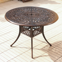 Table de salle à manger de jardin en aluminium coulé bronze classique, ronde, pour l'extérieur, antirouille, pour balcon, cour, jardin