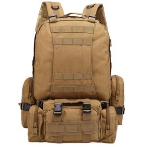 Sac à dos tactique grande capacité 55L, camping en plein air, randonnée, imperméable, camouflage Molle, PVC, anti-vol, sangle d'épaule en maille - Product Image 1