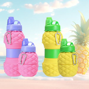 사용자 정의 도매 모양의 물병 600Ml 접을 수 있는 물병 실리콘 실리콘 손잡이 접힌 물병