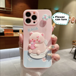 Vui vẻ sáng tạo dễ thương phim hoạt hình 3D hoa xoay trường hợp điện thoại - Product Image 5