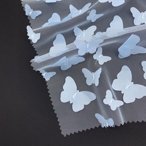 Bầu Trời Màu Xanh 3D Bướm Thêu 100% <span class=keywords><strong>Nylon</strong></span> Mềm Vải Tuyn Ren Lưới Vải Cho Ăn Mặc, Tutu, Cổ Tích Trang Phục, Dịp Đặc Biệt - Product Image 4