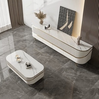 Meuble TV moderne de luxe italien durable avec plateau en pierre écologique facile à nettoyer Meubles de rangement pour salon