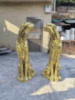 Statue d'animal grandeur nature, artisanat réaliste, miroir disco, mosaïque brillante, statue de panthère en mosaïque, sculpture de léopard argenté