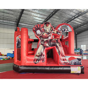 Château gonflable <span class=keywords><strong>rouge</strong></span> et noir sur le thème des bandes dessinées, château gonflable intérieur/extérieur commercial 5x5 pour enfants - Product Image 1