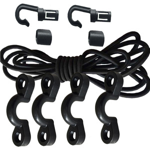 Outdoor Storage <b>Hook</b> Set 6Mm Elastic Rope With C Type <b>Clips</b> For Garage Organization Heavy Duty Plastic <b>Hooks</b> And Cord - Product Image 3