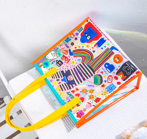 Sac de plage portable et durable pour femme, sac fourre-tout à bandoulière en PVC laser, sacs de shopping holographiques en PVC pour femme avec motif de dessin animé imprimé - Product Image 2