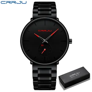 CRRJU Wholesale Online Shopping 40mm Minimalist Plain Men Stainless Steel Wristminimalist Casual Relogio Musculino Watch