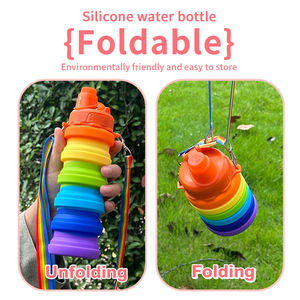 אוייאדה לוגו מותאם אישית 500 מ "ל לשימוש חוזר bpa חינם ספורט מסיליקון בקבוק חדר כושר לילדים בקבוק מים מתקפלים - Product Image 3