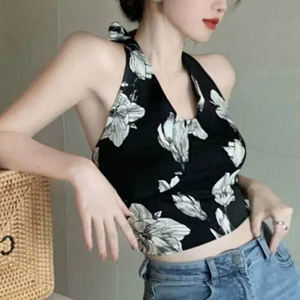 Top Corto Deportivo de Yoga con Tirantes Colgantes y Espalda Descubierta, Ajustado, con Estampado Personalizado para Mujer - Product Image 1