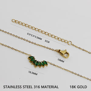 Özel kadın klasik buğday küba bağlantı kolye paslanmaz çelik zincir zirkon nazarlık altın kaplama Trendy elmas Encrusted - Product Image 6