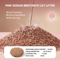 Litière pour chat Miya OEM ODM en bentonite de sodium rose, 99,1 %, contrôle des odeurs, très faible teneur en poussière, forte absorption, litière minérale pour chat