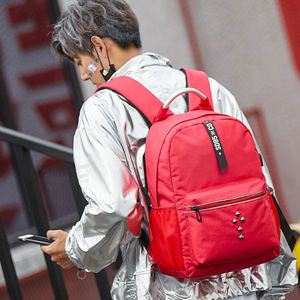 Bearky Polyester Đen Đỏ Dễ Thương Hip-Hop Phong Cách USB Sạc Phụ Nữ Cô Gái Đi Du Lịch Giản Dị Máy Tính Xách Tay Thể Thao Ba Lô - Product Image 2