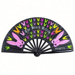 New Arrival Custom Logo Printed Large Folding Bamboo Hand Fan Portable Clacking Dance <b>Gift</b> for Festivals Painted Technique - Product Image 3