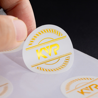 Autocollant Transparent Personnalisé avec Logo Dorure, Impression Auto-Adhésive Or Estampé en Relief, Étiquettes Rondes en Vinyle en Planche