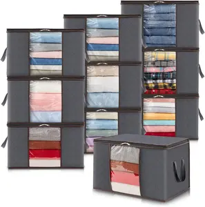 Organizzatore di vestiti di grandi dimensioni in lino di cotone letto pieghevole pieghevole in tessuto spesso traspirante scatole portaoggetti sotto il letto borse
