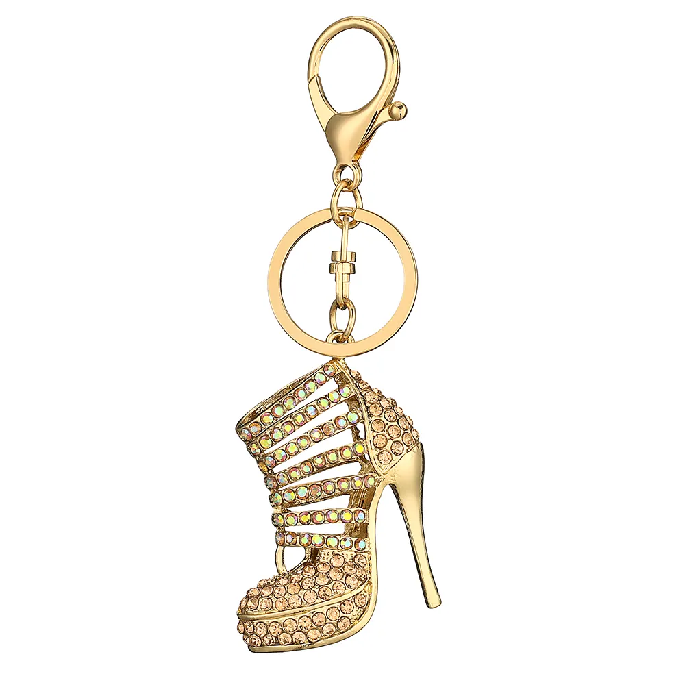 נעליים עקב גבוה חמודה צורת crysta keychain תיק l תליון סגסוגת Rhinestones keychain עבור ילדה
