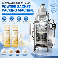 Machine d'emballage automatique à 3 voies pour sachets de poudre alimentaire, lait en poudre, café en poudre et protéines