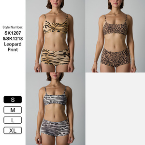 SK1207&1218 Completi Donna Stampa Leopardata <span class=keywords><strong>Reggiseno</strong></span> <span class=keywords><strong>con</strong></span> Scollo a V Senza Imbottitura Spalline Regolabili Slip Aderenti <span class=keywords><strong>con</strong></span> Rinforzo in <span class=keywords><strong>Cotone</strong></span> Set Intimo - Product Image 2