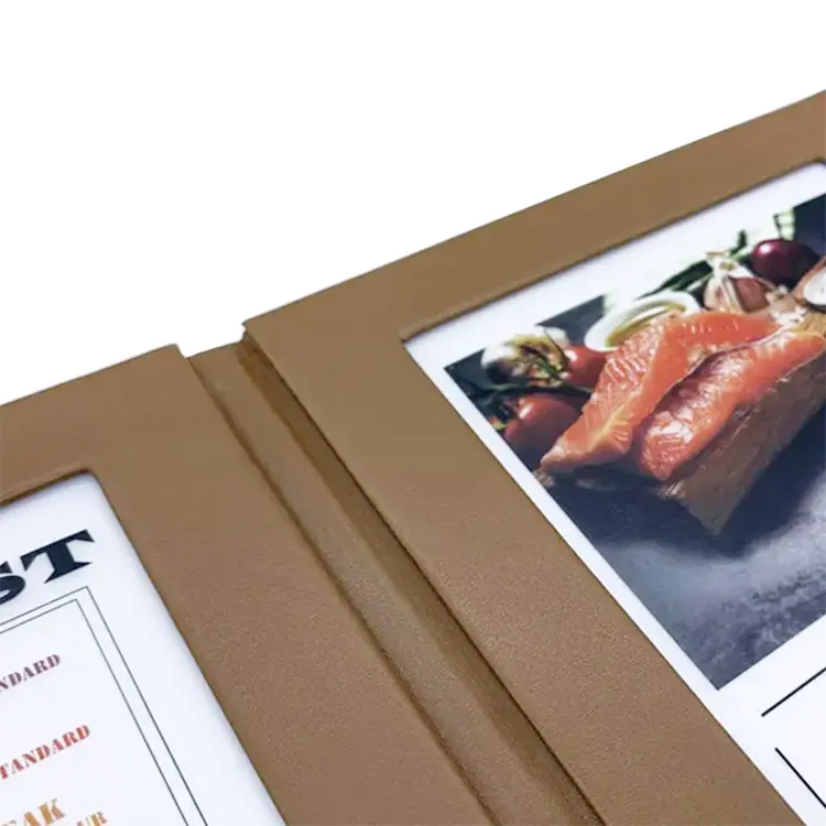 Led menu restaurant Restaurant Menu Covers PVC faux leather Hotel Menu Folder