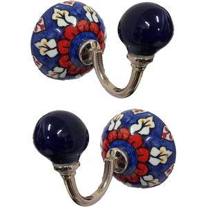 PARIJAT Handicraft Set 2 Ceramic Metal <b>Wall</b> <b>Hooks</b> <b>Wall</b> Mounted Single <b>Hook</b> Hanger for Hanging Clothes Hat Coat Door <b>Hook</b> Rack - Product Image 4