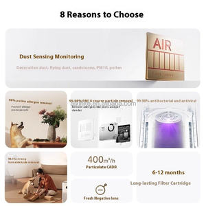 Purificateur d'air WIFI intelligent avec détection de la poussière PM10, élimination du formaldéhyde, stérilisation des odeurs de fumée et d'animaux domestiques, et contrôle par application - Product Image 4