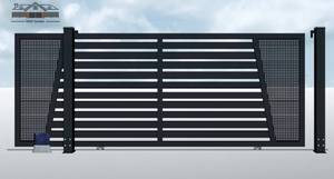 Sân điện Swing cổng nhôm đôi Swing đường lái xe cửa gỗ hạt thiết kế cổng - Product Image 3