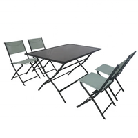 Table pliante en verre avec 4 chaises pliantes assorties, pratique à utiliser et peu encombrante