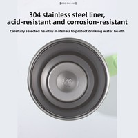 Gourde isotherme de voyage en acier inoxydable à double paroi avec poignée, couvercle et paille pliable anti-déversement