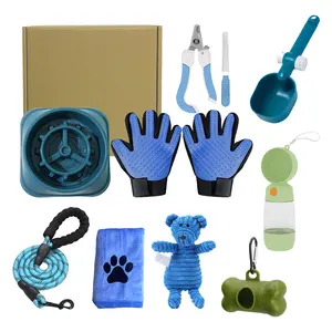 top products cat Grooming Gloves Nail Clipper Deshedding Accessories Super Value Pet toy 9 pieces gift Set dog pet gift item