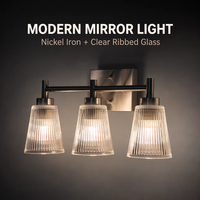 Lampe miroir murale moderne en nickel, fer et verre avec LED blanc chaud, installation facile pour l'éclairage de la salle de bain